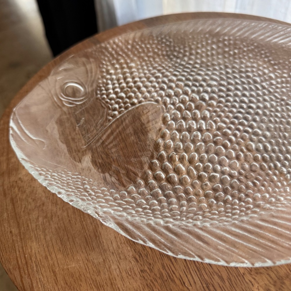Vintage Arcoroc Clear Glass‎ Fish Shaped Serving Platter Coastal Nautical Decor